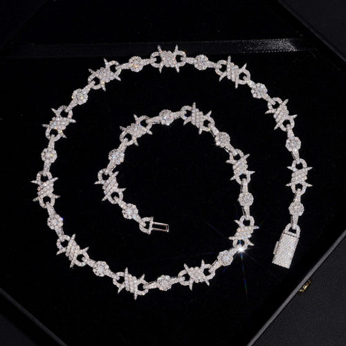 Moissanite Diamond 10MM Wire Link Infinity Chain Necklace 925 Sterling Silver