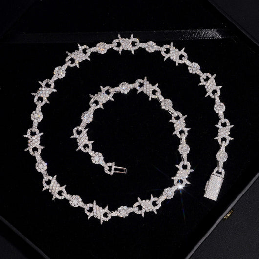 Moissanite Diamond 10MM Wire Link Infinity Chain Necklace 925 Sterling Silver