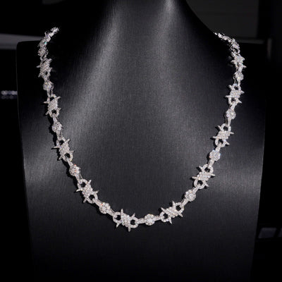 Moissanite Diamond 10MM Wire Link Infinity Chain Necklace 925 Sterling Silver