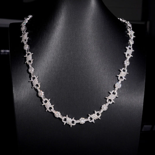 Moissanite Diamond 10MM Wire Link Infinity Chain Necklace 925 Sterling Silver