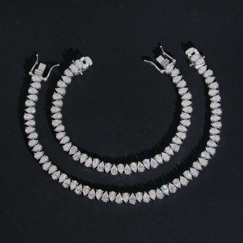 Pear Cut VVS Moissanite Tennis Bracelet 925 Silver