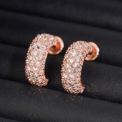 Mosaic Setting Moissanite Diamond Hoop Earrings