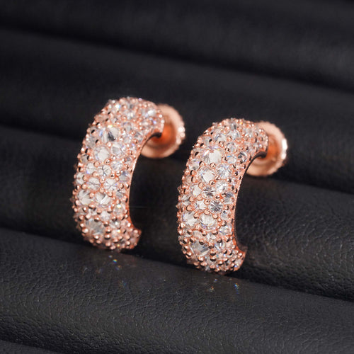 Mosaic Setting Moissanite Diamond Hoop Earrings
