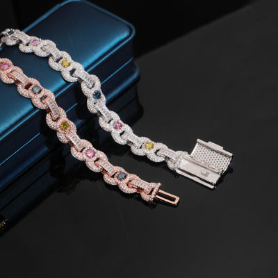 Fancy Cut Color Moissanite 13MM Infinity Link Bracelet VVS