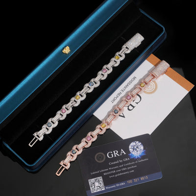 Fancy Cut Color Moissanite 13MM Infinity Link Bracelet VVS