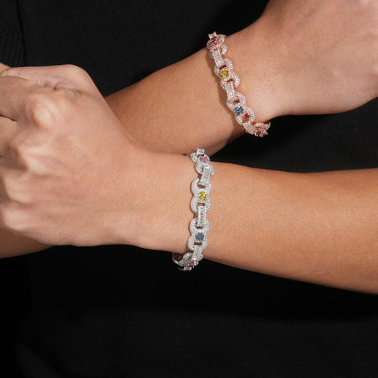 Fancy Cut Color Moissanite 13MM Infinity Link Bracelet VVS