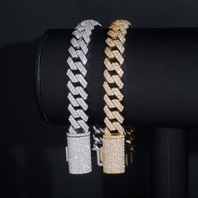 VVS Moissanite Diamond Cuban Bracelet Brass 10MM