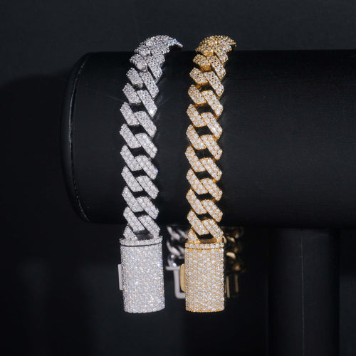 VVS Moissanite Diamond Cuban Bracelet Brass 10MM