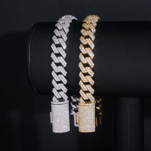 VVS Moissanite Diamond Cuban Bracelet Brass 10MM