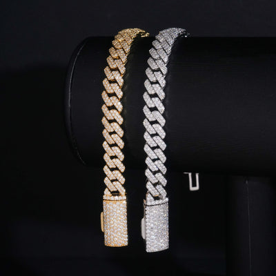 VVS Moissanite Diamond Cuban Bracelet Brass 8MM