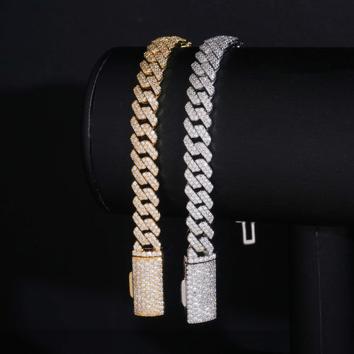 VVS Moissanite Diamond Cuban Bracelet Brass 8MM