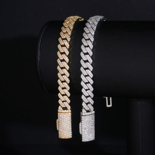 VVS Moissanite Diamond Cuban Bracelet Brass 8MM
