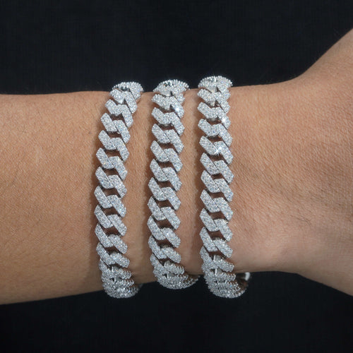 VVS Moissanite Diamond Cuban Bracelet Brass 10MM