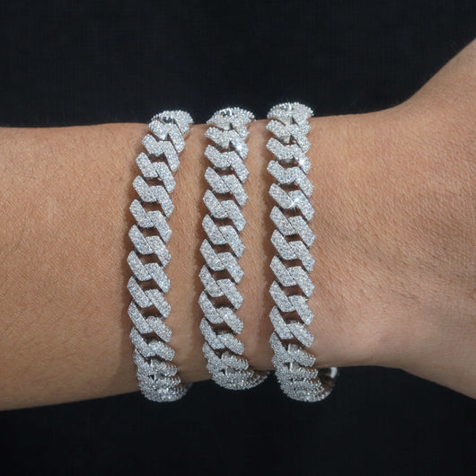 VVS Moissanite Diamond Cuban Bracelet Brass 10MM