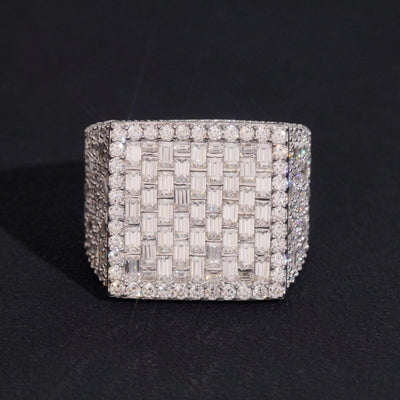 Iced Out Half Iced Fancy Cut Moissanite Diamond Men Ring