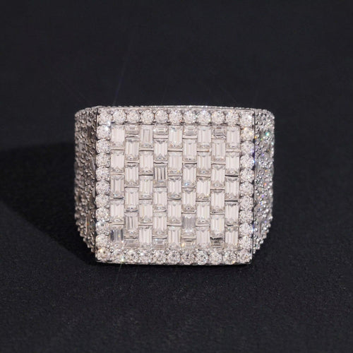 Iced Out Half Iced Fancy Cut Moissanite Diamond Men Ring