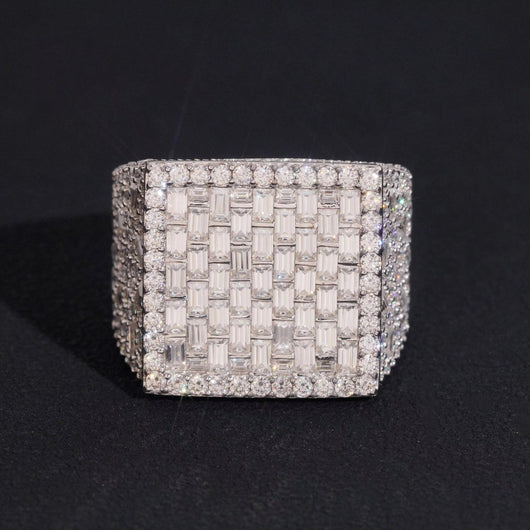 Iced Out Half Iced Fancy Cut Moissanite Diamond Men Ring