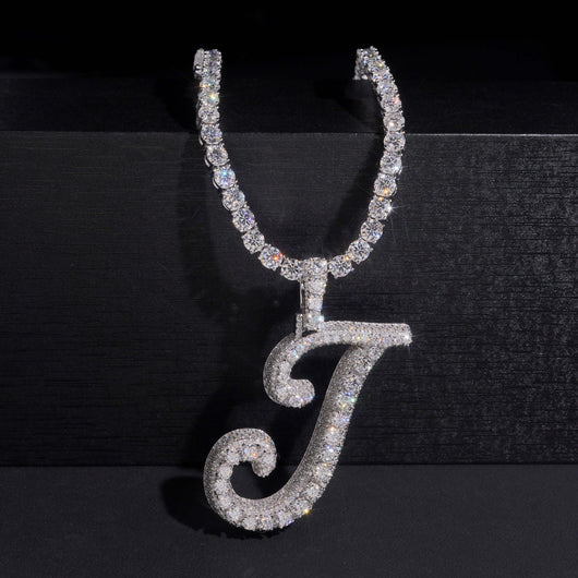 Rasied Pointer Initial J Iced Vvs Moissanite