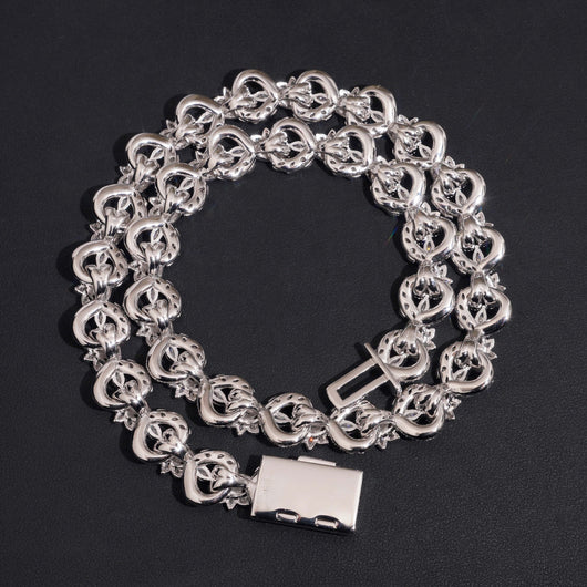 15MM Moissanite Flower Infinity Link Chain Necklace