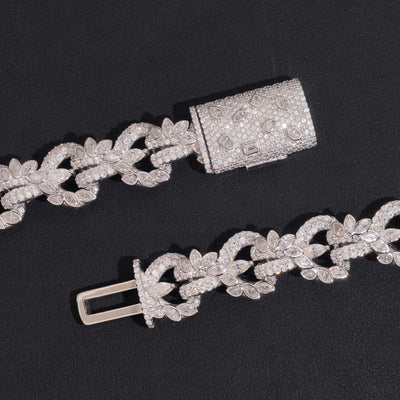 15MM Moissanite Flower Infinity Link Chain Necklace