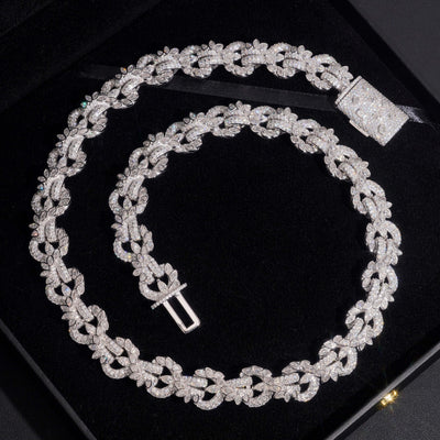 15MM Moissanite Flower Infinity Link Chain Necklace