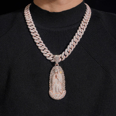 Rose Gold Moissanite Diamond Virgin Maria Pendant