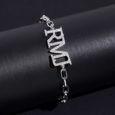 Custom Oval Link Iced Out Moissanite Diamond Name Bracelet