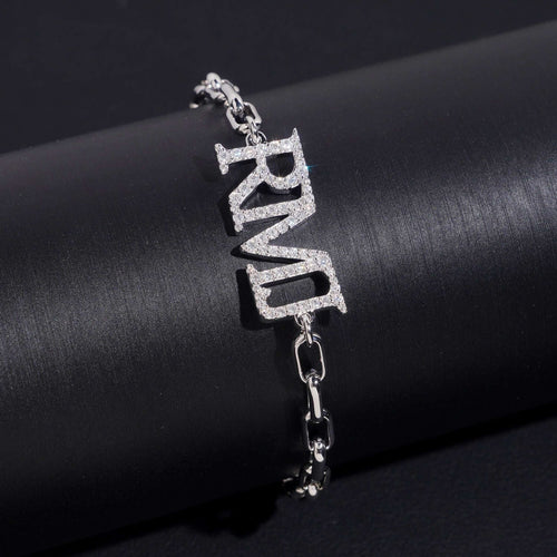 Custom Oval Link Iced Out Moissanite Diamond Name Bracelet