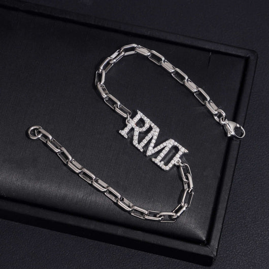 Custom Oval Link Iced Out Moissanite Diamond Name Bracelet