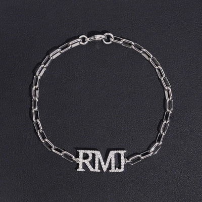 Custom Oval Link Iced Out Moissanite Diamond Name Bracelet
