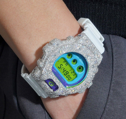 DW6900 G Shock Iced Out Buss Down Moissanite Watch Mosaic Setting