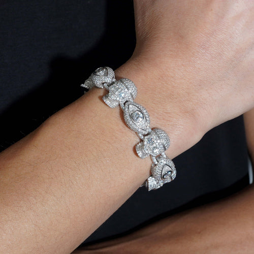 13MM Evil Eye Sukll Link Men Bracelet Moissanite Diamond