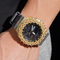 Yellow Gold Camo Band Iced Out G Shock GA2100 Watch