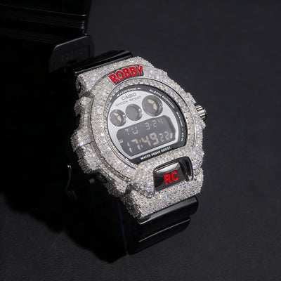 Moissanite Diamond Iced Out DW6900 G Shock Watch Custom Name